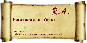 Rosenwasser Anna névjegykártya